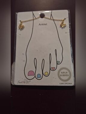 Women Gold Dipped Anklet with Heart Charms